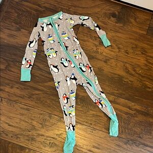 Little Sleepies Gray Penguin Print One Piece Pajamas